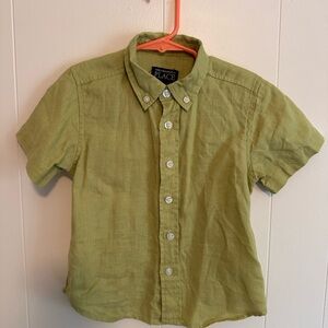 The Children's Place Green Button Down Linen Shirt with Short Sleeves